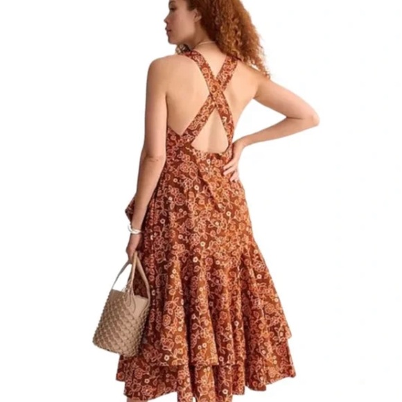 J.Crew Collection Cross-back Ruffle-hem Dress in Vintage Vines - Picture 4 of 9